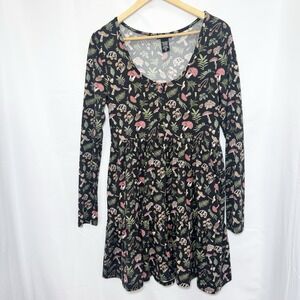 Hot Topic Dress Size L Black AOP Mushroom Hipster Whimsigoth Fairy Hippy Novelty